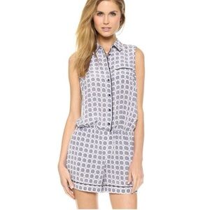Club Monaco Blue and White Patterned Romper